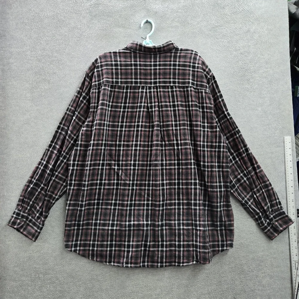 The Foundry Supply Co. Men Button Up Shirt 2XLT Black‎ Plaid Flannel